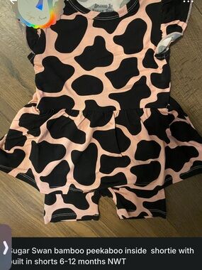 Sugar Swan bamboo peekaboo shortie with built in shorts NWT 6-12 months